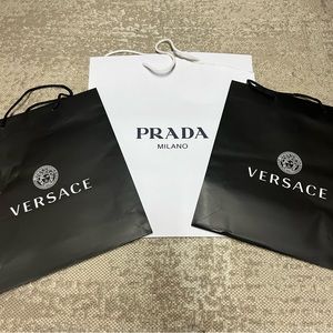 Three Designer Shopping Bags Prada Versace